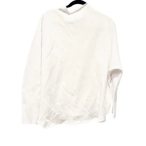 Frank & Eileen Women's Long-Sleeve Funnel Neck Capelet Sweater White Size S NWOT